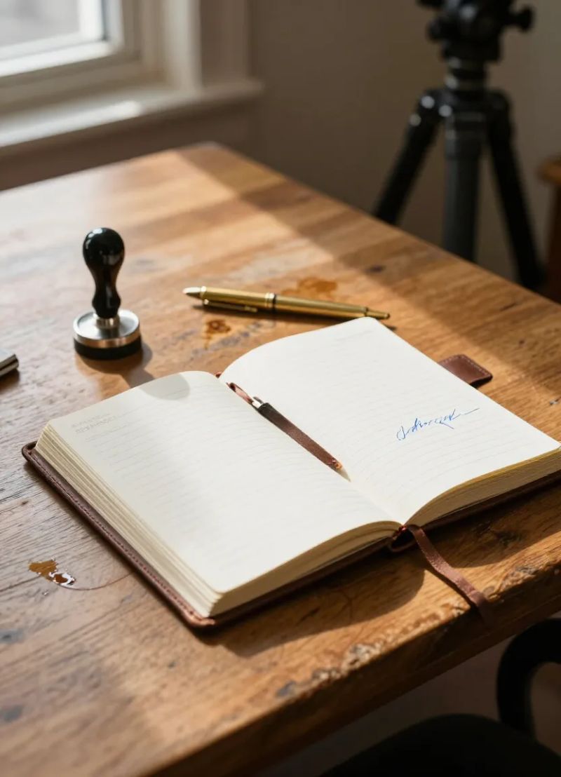 Mobile notary carefully reviewing a power of attorney document before signing