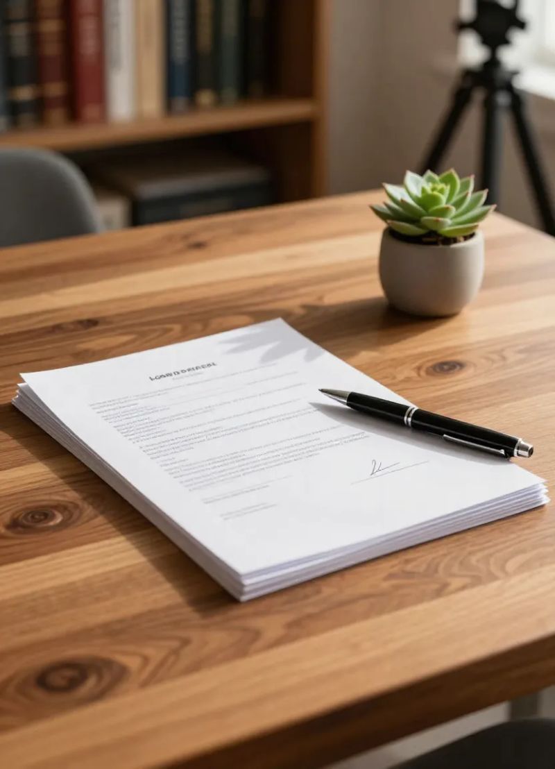 Professional mobile notary carefully handling documents during an appointment